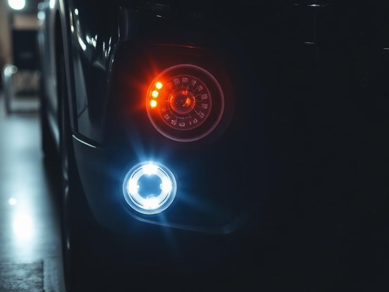 Foglamp LED mobil menyala pada bumper depan kendaraan